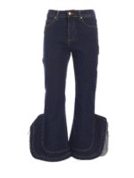 Jeans con balza taglio vivo blu