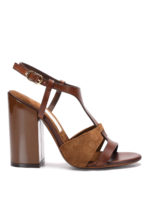 Sandali alti in pelle e camoscio