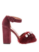 Sandali in suede con perle e lapin