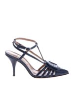 Sandali a punta in pelle blu