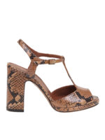 Sandali T-bar in pelle pitonata