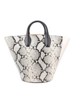 Tote in pelle liscia e stampa rettile
