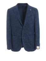 Giacca blu in misto cotone jacquard