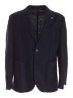 Giacca con spilla logo blu