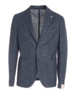 Giacca slim fit blu melange