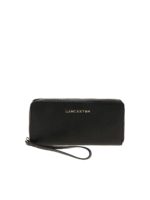 Portafoglio nero con logo in metallo dorato