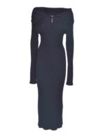 Abito spalle scoperte in maglia blu