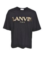 T-shirt logata nera e oro