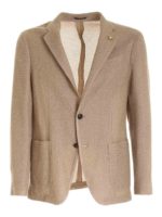 Giacca monopetto in cotone beige