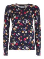 Maglione blu con stampa a fiori