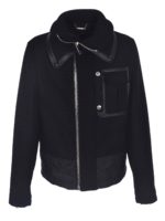 Giubbino nero con dettagli in pelle