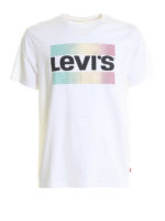 T-shirt in jersey con bande colorate e logo