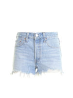 Shorts 501 in denim stretch con frange