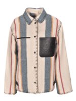 Giacca camicia a righe beige