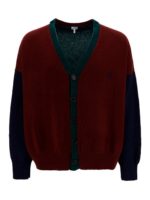 Cardigan tricolore con ricamo logo