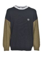 Maglia color block nera e khaki