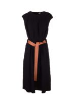 Abito smanicato gessato nero