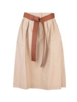 Gonna beige con cintura in pelle