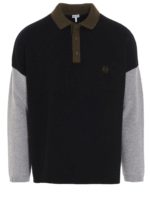 Maglia collo polo nera e grigia