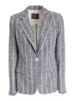 Giacca monopetto blu e bianco