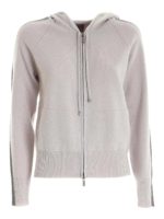 Cardigan color tortora con bande laterali