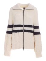 Cardigan bianco con righe nere