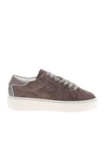 Sneakers in suede grigia con logo strass