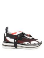 Sneakers slip-on in pelle e tessuto