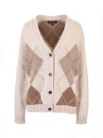 Cardigan motivo a rombi beige