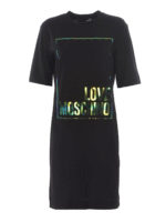 Abito nero con logo iridescente
