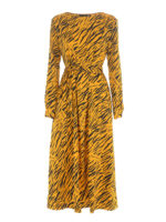 Abito maxi in crepe satin zebrato