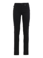 Jeans con logo in rilievo a pois sul retro