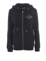 Felpa in cotone stretch con logo in strass