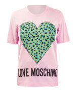 T-shirt in jersey con stampa cuore animalier