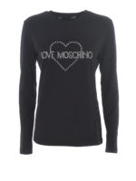 T-shirt in cotone stretch con logo in strass