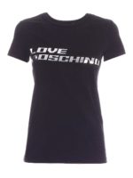 T-shirt stampa logo in rilievo nera