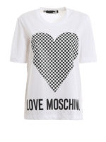 T-shirt con stampa gommata cuore a scacchi
