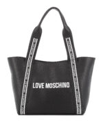 Tote in pelle a grana con stampa logo