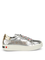 Sneaker in pelle con logo in micro borchie