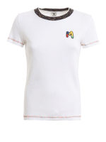 T-shirt a costine con patch logo multicolor