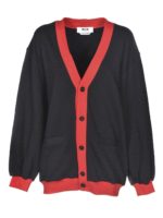 Cardigan nero e rosso con logo