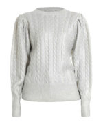 Maglione in misto lana a trecce spalmato