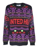 Pullover nero viola e rosso ricamato