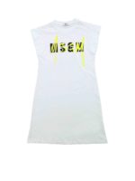 Abito bianco con stampe logo a contrasto