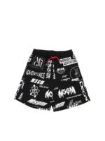 Bermuda in felpa nera stampata