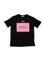 T-shirt con stampa nera e rosa