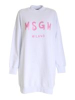 Abito bianco con stampa logo pennellato