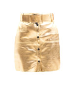 Minigonna in ecopelle dorata con cintura
