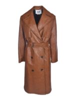 Cappotto lungo in pelle sintetica marrone