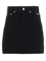 Gonna nera in denim con logo